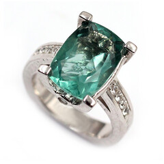 Anello in argento con Fluorite Blu Caraibico  (Dallas Prince Designs)