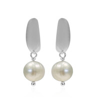 Orecchini in argento con Perla d'Acqua Dolce Bianca (Joias do Paraíso)