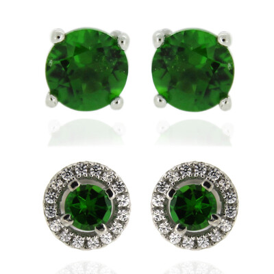 Orecchini in argento con Diopside Russo