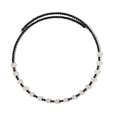 Collana rigida in acciaio con Quarzo Rosa (Riya)