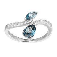 Anello in argento con Topazio Blu Londra
