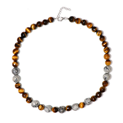 Collana in argento con Diaspro Tela di Ragno
