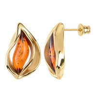 Orecchini in argento con Ambra Baltica Cognac