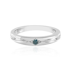 Anello in argento con Diamante Blu I3