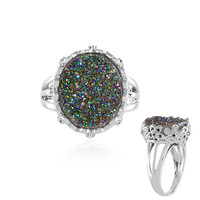 Anello in argento con Agata Glitter Verde