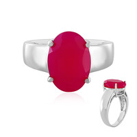 Anello in argento con Calcedonio Lampone