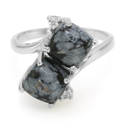 Anello in argento con Ossidiana Fiocco di Neve