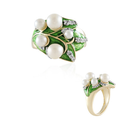 Anello in argento con Perla d'Acqua Dolce Bianca (Adela Silber)