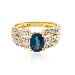 Anello in oro con Cianite Blu Foglia di Tè