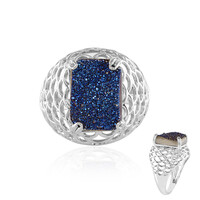 Anello in argento con Agata Glitter Blu