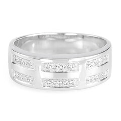 Anello da uomo in argento con Topazio Bianco