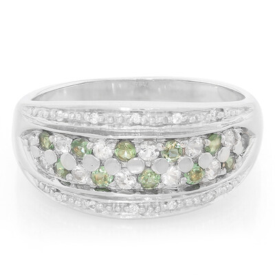 Anello in argento con Alessandrite Brasiliana e Zaffiro Bianco