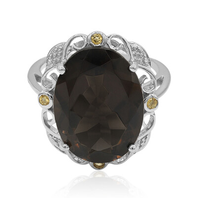 Anello in argento con Quarzo Fumè
