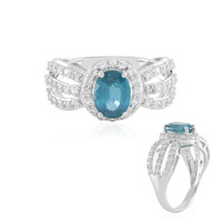 Anello in argento con Cianite Blu Foglia di Tè