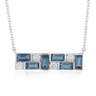 Collana in argento con Cianite Blu Foglia di Tè