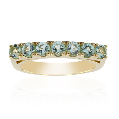 Anello in oro con Berillo Verde Menta Nigeriano