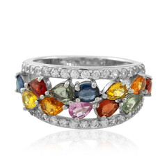 Anello in argento con Zaffiro Fancy