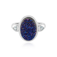Anello in argento con Agata Glitter Blu