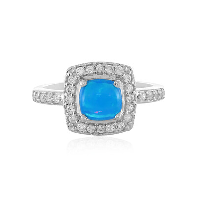 Anello in argento con Opale Blu dell'Etiopia