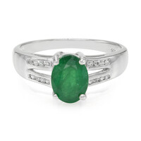 Anello placcato in platino con Smeraldo Bahia