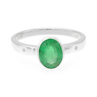 Anello placcato in platino con Smeraldo Bahia