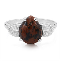 Anello in argento con Ossidiana Mogano