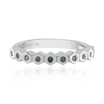 Anello in argento con Diamante Blu I3