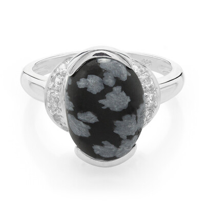 Anello in argento con Ossidiana Fiocco di Neve