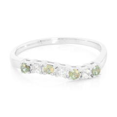 Anello in argento con Alessandrite Brasiliana e Zaffiro Bianco