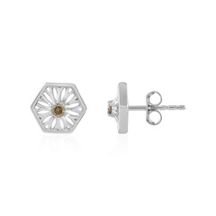 Orecchini in argento con Diamante Champagne I2