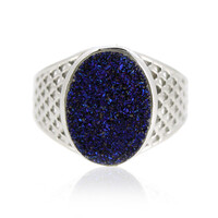 Anello in argento con Agata Glitter Blu Cobalto