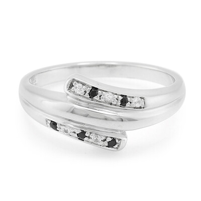 Anello in argento con Zaffiro Bianco e Spinello Nero
