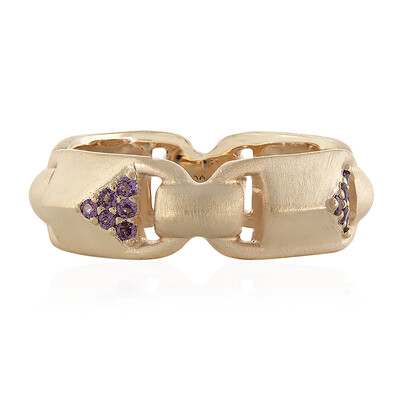 Anello placcato in oro con Rodolite