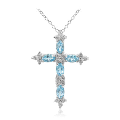 Collana in argento con Topazio Blu Svizzero