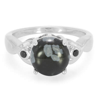 Anello in argento con Ossidiana Fiocco di Neve