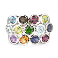 Anello in argento con Diopside Russo