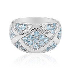 Anello in argento con Topazio Blu Svizzero
