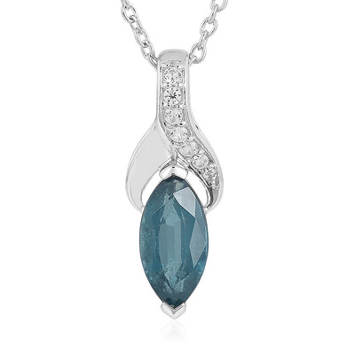 Collana in argento con Cianite Blu Foglia di Tè