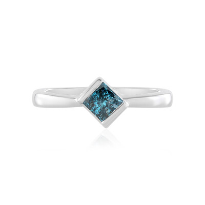 Anello in argento con Diamante Blu I3