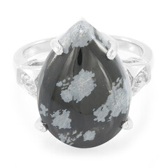 Anello in argento con Ossidiana Fiocco di Neve