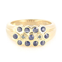 Anello placcato in oro con Zaffiro di Laos