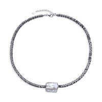 Collana in argento con Perla d'Acqua Dolce Bianca