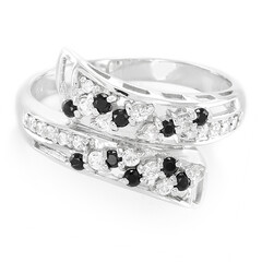 Anello in argento con Spinello Nero e Zaffiro Bianco