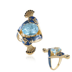 Anello in argento con Topazio Blu Cielo (Adela Silber)