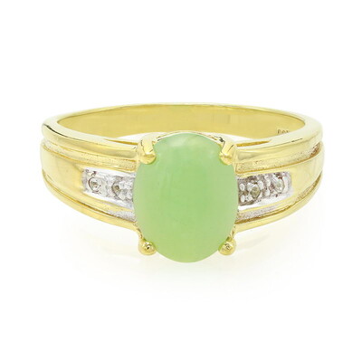 Anello placcato in oro con Crisoprasio Imperiale