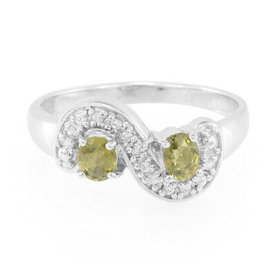 Anello placcato in platino con Tormalina Cuprian