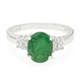 Anello placcato in platino con Smeraldo Bahia