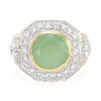 Anello placcato in oro con Calcedonio Verde