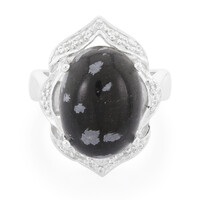 Anello in argento con Ossidiana Fiocco di Neve