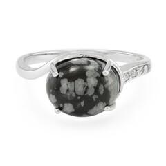 Anello in argento con Ossidiana Fiocco di Neve